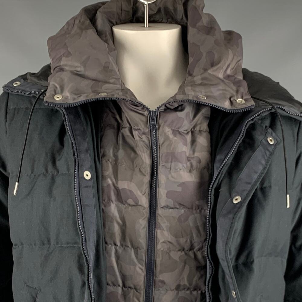 BEAMS Size XL Grey Taupe Mixed Fabrics Polyester Hooded Jacket - Picture 2 of 7